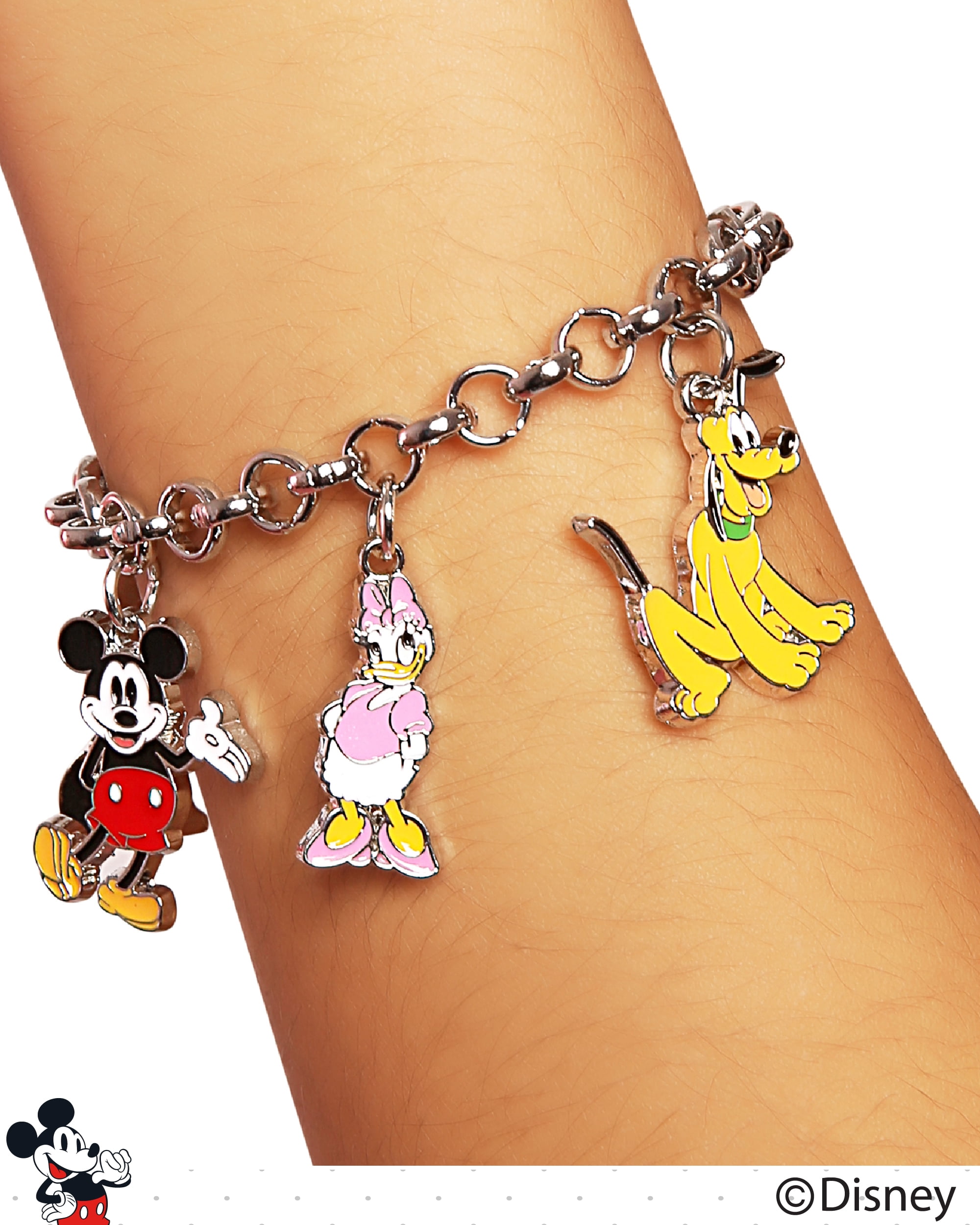 Mickey Mouse and Friends Charm Bracelet Official License, 6.75+1" Disney Charm Bracelet for Women