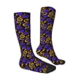 thumbnail image 3 of Picia Women Crew Soft Moisture-wicking Socks Golden Snake And Purple Rose Pattern Design Cotton Socks, One Size fit All, 3 of 9