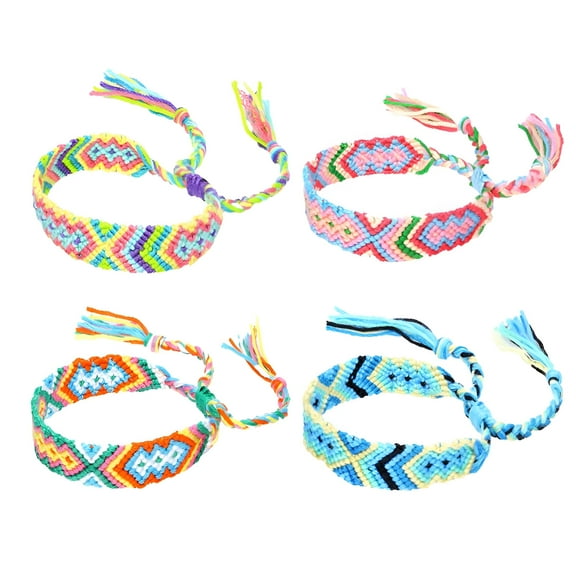 DESIGNICE Woven Friendship Bracelets with A Sliding Knot Closure for Women,Girls,Men – Adjustable (Pack of 4)