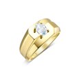 thumbnail image 4 of RYLOS Men's Rings 14K Yellow Gold Ring Classic Solitaire 7X5MM Oval Shape Gemstone Designer Band Aquamarine March Birthstone Rings For Men Size 12, 4 of 5