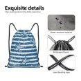 thumbnail image 4 of Xecao Ocean on Striped Pattern Sports Drawstring Backpack - String Swim Gym Bag with Wet Proof Pocket for Women&Men-Medium, 4 of 6