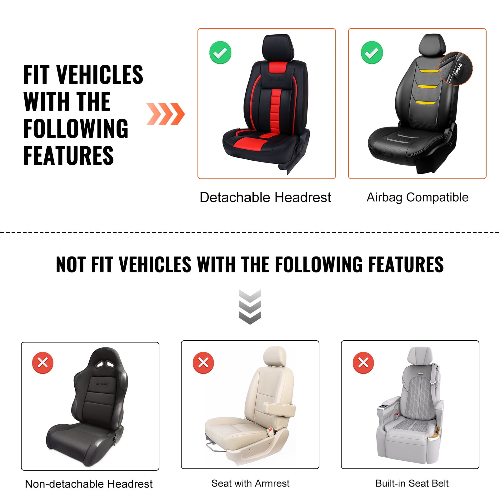 KFFKFF 2 Piece Universal Black Front Seats for Most Cars SUVs and Trucks