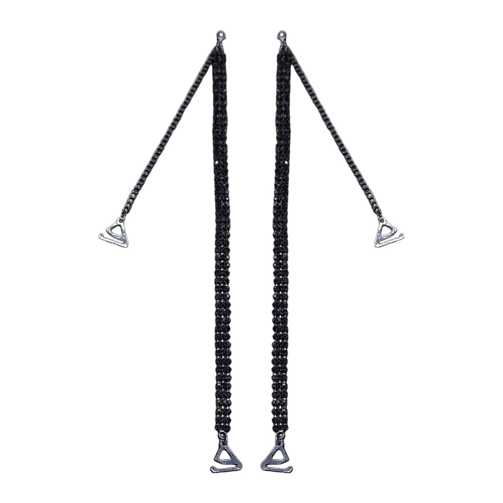 1 Pair Rhinestone Bra Strap Invisible Shoulder Strap Adjustable Nonskid Bra Belt Black 1.8cm Hook