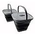 thumbnail image 3 of SAMMART 8.5L (2.2 Gallon) Collapsible Square Handy Bucket with Lid/Foldable Square Water Pail with Lid/Portable Tub with Handle and Lid (Grey/Black (Set of 2)), 3 of 4