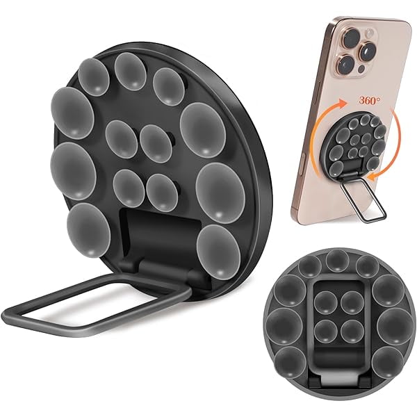 wonima11 Suction Cup Phone Mount Phone Grip Accessories Trendy 2.17in Strong Suction Force Sticky Phone Grip Silicone Soporte para Celular for Selfies and Videos (Black)