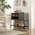 thumbnail image 5 of Topcobe Buffet Sideboard Coffee Bar Cabinet with Power Outlets and USB Ports, Storage Cabinets for Living Room-Gray, 5 of 10