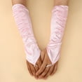 thumbnail image 2 of Elegant Satin Opera Long Stretch Elbow Evening Formal Party Gloves With Finger Opening And Decorative Ruffle, 2 of 4