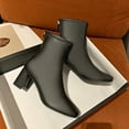 thumbnail image 4 of NOKIO Women'S Vintage Ankle Boots With A Square Toe Women Ankle Boots Autumn And Winter Simple Solid Color Fashion Comfortable Square Toe Square Heel Back Zipper Women'Sfashion-Forward Ankle Booties, 4 of 6