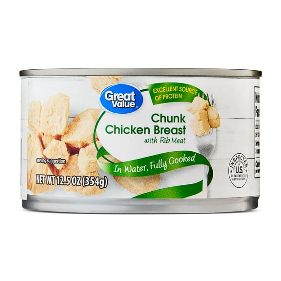 (3 Pack) Great Value Premium Fully Cooked Chunk Chicken, 12.5 oz