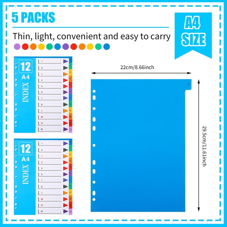 sixwipe 60-Tab Binder Dividers, 5-Set Plastic photo 3