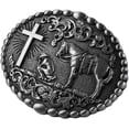thumbnail image 2 of Moranse Religion Cross Cowboy Kneeling Prayer And Horse Design Belt Buckles, 2 of 6