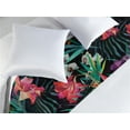 thumbnail image 2 of Tropical Bed Runner, Colorful Exotic Flowers and Leaves Illustration in Watercolor Style, Decorative Accent Bedding Scarf for Hotels Homes & Guest Rooms, King, Pale Fuchsia Sea Green, by Ambesonne, 2 of 3