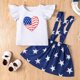 thumbnail image 4 of Odeerbi Niñas Día de La Independencia de Dos Piezas Outfit Algodón Ruffle Manga Top Con Estrella Impresión Falda de Suspensión, 4 of 9