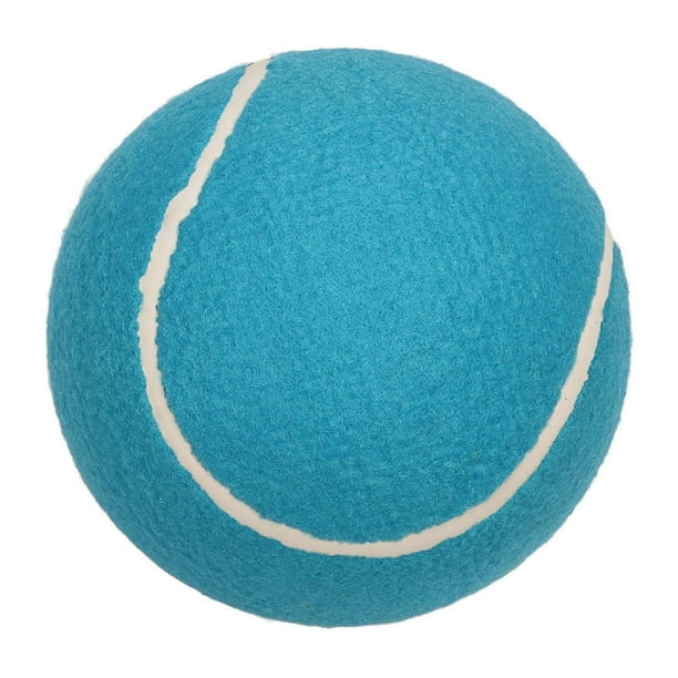 8" Giant Tennis Ball, Portable, Inflatable, Rubber Core, Plush, Felt, Signature, for Kids & Pets, Blue