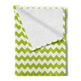 thumbnail image 2 of Chevron Soft Flannel Fleece Throw Blanket, Vertical Bicolored Zigzags Abstract Motifs on Plain Backdrop Pattern, Cozy Plush for Indoor and Outdoor Use, 60" x 80", White and Yellow Green, by Ambesonne, 2 of 5