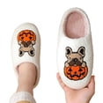 thumbnail image 6 of GrmtClth Comfort Fleece Lined House Slippers Cartoon Dog Pumpkin Pattern Soft Closed Toe Anti-Slip Sole Bedroom Slippers White 44(US/10.5), 6 of 6