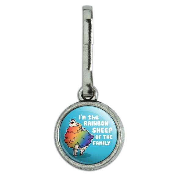 I'm The Rainbow Sheep of the Family Gay Pride Antiqued Charm Clothes Purse Suitcase Backpack Zipper Pull Aid