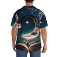 thumbnail image 3 of Balery Artistic Starry Sky Moon Book Camisa Casual de Manga Corta con Botones para Hombre, Texturizada, Estilo Cubano, para Playa, Verano-4X-Large, 3 of 5