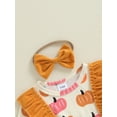 thumbnail image 5 of Musuos Baby Girls Halloween Romper Dress 0-18Months Flying Sleeve Crew Neck Pumpkin Print Jumpsuit with Headband Fall Cute Bodysuit, 5 of 9