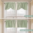 thumbnail image 5 of Sage Green Beige Striped Tie Up Valance Curtains for Windows, Kitchen Curtains Window Treatments, Modern Farmhouse Retro Lines Short Window Shades Valances for Bedroom Bathroom Cafe 54"x18", 5 of 8