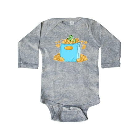 

Inktastic Little Dino Snacking on Chips Gift Baby Boy or Baby Girl Long Sleeve Bodysuit