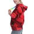 thumbnail image 2 of Fotbe Strawberry Red Pattern Womens Long Sleeve Hoodie, Pullover Hooded Sweatshirt, Kangaroo Pocket Hoodie with Eye-catching Drawstrings-Medium, 2 of 7