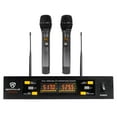 thumbnail image 2 of Rockville Dual UHF 15-Ch Metal Handheld Wireless Vocal Karaoke Microphone System, 2 of 13
