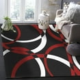 thumbnail image 5 of Area Rug 5'x8' Modern Red White Geometric Circles Abstract Art Washable Area Rugs Non Shedding Floor Carpet Rubber Backing Non-Slip Indoor Mats for Living Room Bedroom Kitchen, 5 of 8