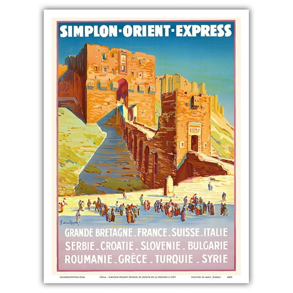 Syria - Simplon Orient Express - Citadel of Aleppo - Vintage Railroad Travel Poster by Joseph de La Nézière c.1927 - Master Art Print (Unframed) 9in x 12in