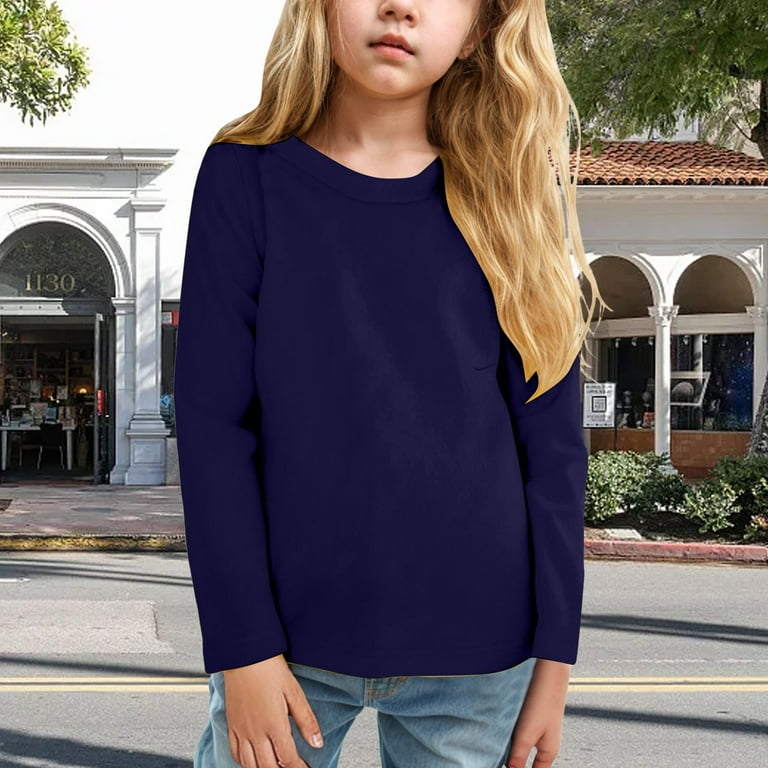 Povozer Girls Long Sleeve T-Shirt Cotton Rib-Knit Tees Toddler