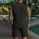 thumbnail image 3 of Ceisia Men's Loose Fit Linen 2-Piece Set Sleeveless Button-Down Shirt with Elastic Waist Drawstring Shorts Gifts, 3 of 7