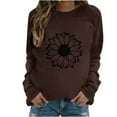 thumbnail image 1 of HKEJIAOI Chandail Graphique Tournesol Femme Manches Longues T-Shirt Décontracté Col Rond chandail Ample, B-Brun 2TG, 1 of 4