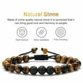 thumbnail image 4 of Turandoss Natural Tiger Eye Rope Bracelets for Men Layered Black Lava Rock Stone Chakra Adjustable Aromatherapy Essential Oil Diffuser Healing Jewelry Fathers Day Birthday Gifts for Men Boys, 4 of 10