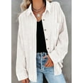 thumbnail image 3 of KISSMODA Womens Plain Shirts Flannel Shacket Jacket Long Sleeve Button Down Boyfriend Coats Blouse, 3 of 8