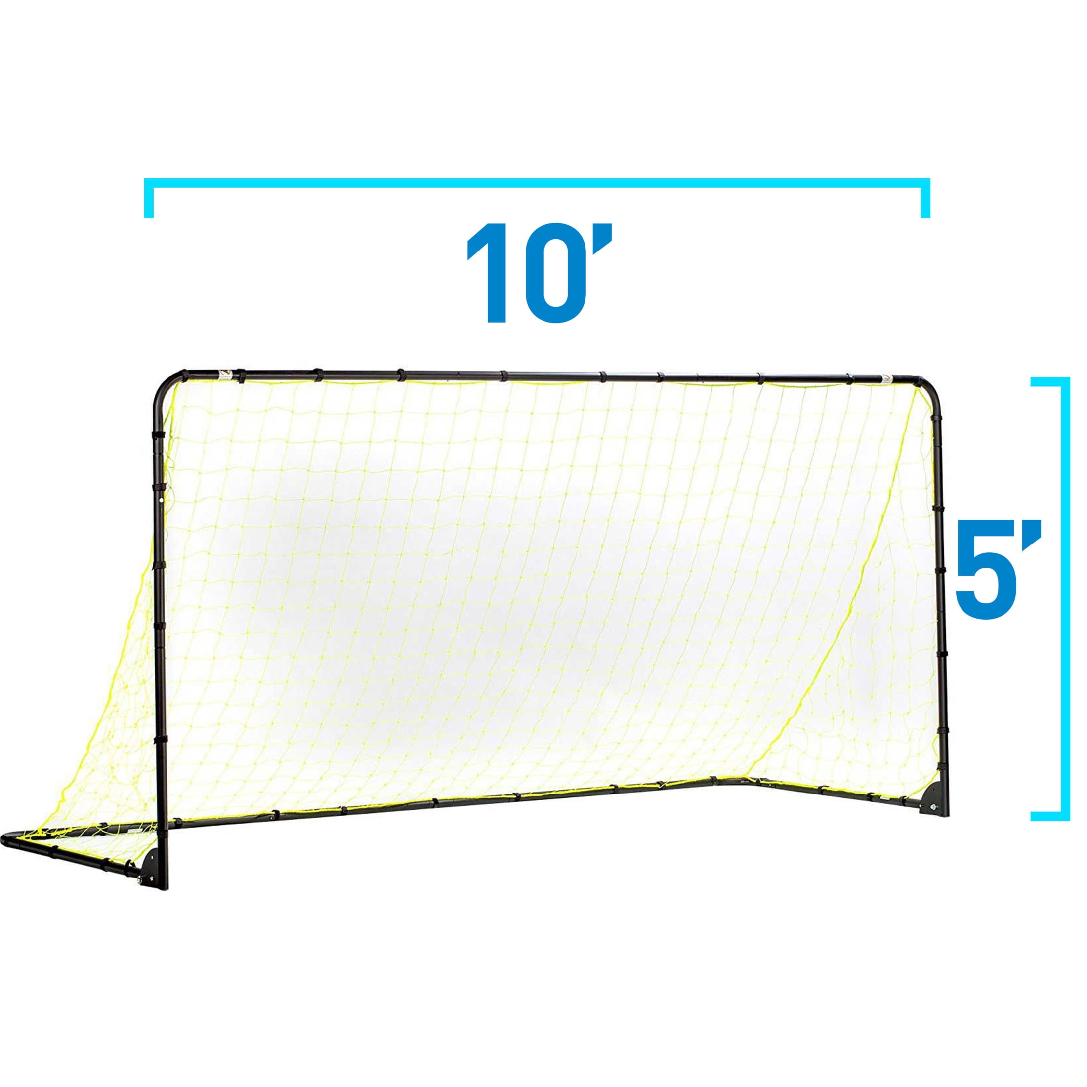 Franklin Sports Backyard Portable Soccer Goal - Competition Folding Steel Goals - Easy Assembly Practice + Training Soccer Net - 5' x 10' - Black