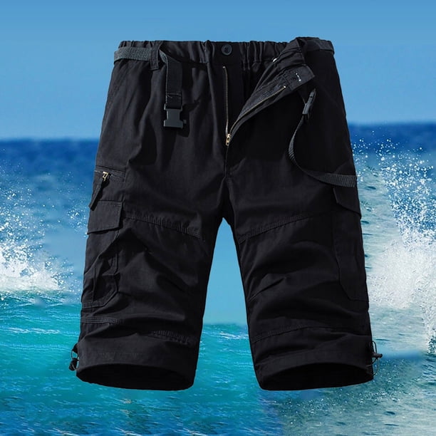WILLBEST Pantalones Cortos Casuales para Hombre, Pantalones Cortos de Cuero Rectos con Diseño Plisado de Tendencia de Moda de Calle Alta para Hombre