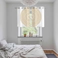 thumbnail image 6 of 2 Panels Kitchen Tier Curtains 39 Inch Length, Beige Boho Grommets Window Treatment Curtain, Retro Farmhouse Ethnic Abstract Geometric Art Thermal Curtains Drapes for Living Room/Bathroom, 6 of 9