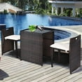 thumbnail image 2 of Pemberly Row 3-piece Contemporary Rattan and Steel Patio Bistro Set in Brown, 2 of 11