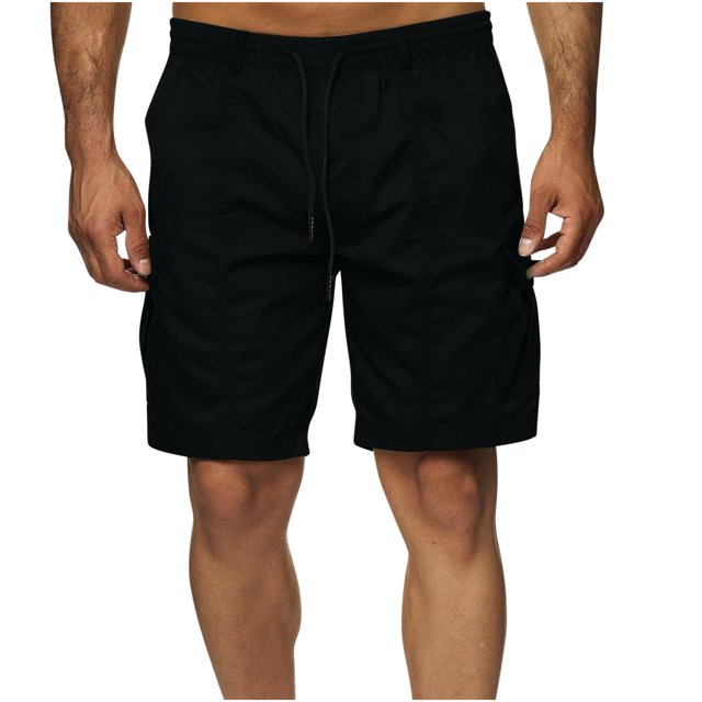 Men's Athletic Shorts, Workout Gym Shorts with Elastic Drawstring Waist, Stretch Casual Shorts for Running and Lounge, Solid Color Men's Shorts with Pockets