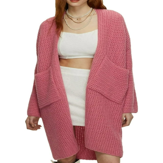 Womens Long Cardigan Sweaters Open Front Long Sleeve Chunky Cable Knit Duster Outerwear Maxi Fall Sweater Jacket S-XL