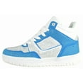 thumbnail image 2 of La Sheelah Flat Women High Top Fashion Sneakers Chelsea Shoes Lace Up Rhinestone Bling Sparkly Studs RICH-42 Blue / White 7, 2 of 5