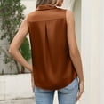 thumbnail image 5 of Womens Silk Satin Sleeveless Button Down Shirts Blouses Solid Casual Loose V Neck Classic Tank Tops for Work Office (XXL,Light Brown), 5 of 6