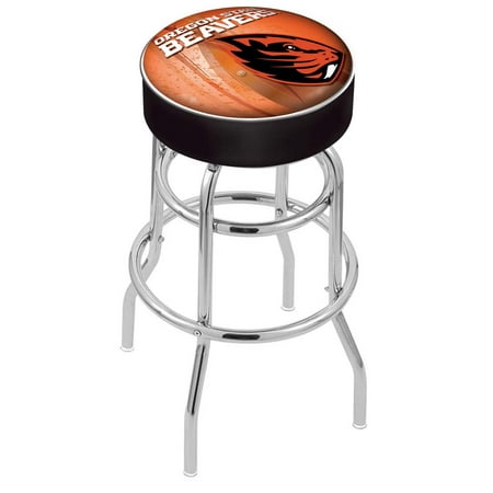 Wildcats Double Rung Vinyl - Oregon State 25 Inch L7C1 Cushion Seat With Double Rung Chrome Base Bar Stool