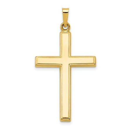 Real 14kt Yellow Gold Hollow Cross Pendant; for Adults and Teens; for Women and Men