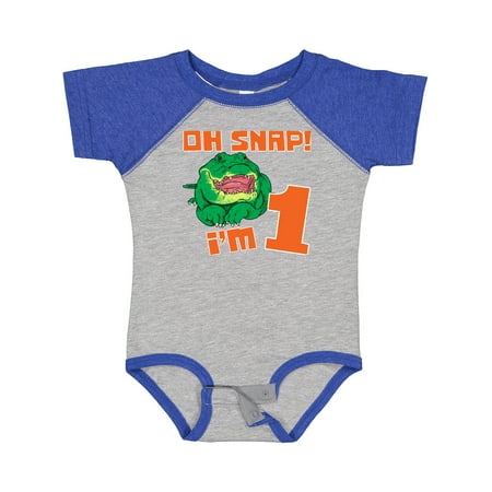 

Inktastic Oh Snap! I m 1 Cute Green Alligator Gift Baby Boy or Baby Girl Bodysuit