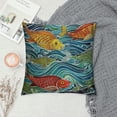 thumbnail image 2 of Qinduosi  Colorful Throw Pillow Cushion Cover, Group of Ornate Colorful Fishes on The Waves Cartoon Style Storm Oceanlife Theme, Decorative Square Accent Pillow Case, , Red Blue White, 2 of 5