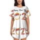 thumbnail image 1 of Balery 2025 New Year'S Conjunto de Pijama para Mujer con Estampado, Dos Piezas de Manga Corta y Shorts, Ropa de Dormir Suave con Cuello Redondo y Bolsillos-4X-Large, 1 of 1