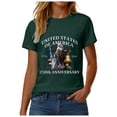 thumbnail image 4 of TOWED22 250 Anniversary USA Shirts for Women Freedom Shirt American Flag Graphic Tees Casual Crew Neck Tshirt(Dark Green,XXL), 4 of 8