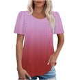 thumbnail image 1 of JMKQLZ Women's Spring/Summer Gradient Round Neck Sleeve Short Sleeve Top T-shirt, 1 of 7