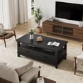 thumbnail image 4 of Living Room Coffee Table with Storage Drawers, 47.2" Farmhouse Coffee Table, Heavy Duty Table with Metal Handles, Easy Assembly Wood Table for Living Room Office, 4 of 7